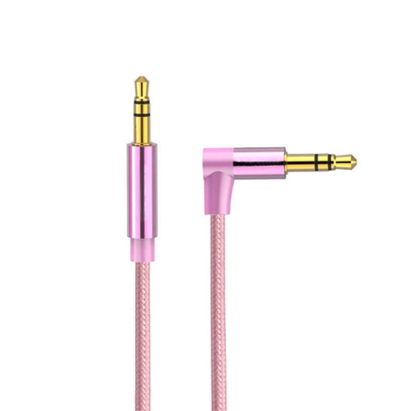 AV01 3.5mm Male to Male Elbow Audio Cable, Length: 1m (Rose Gold)