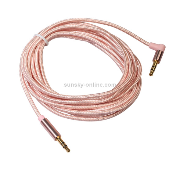 AV01 3.5mm Male to Male Elbow Audio Cable, Length: 3m (Rose Gold)