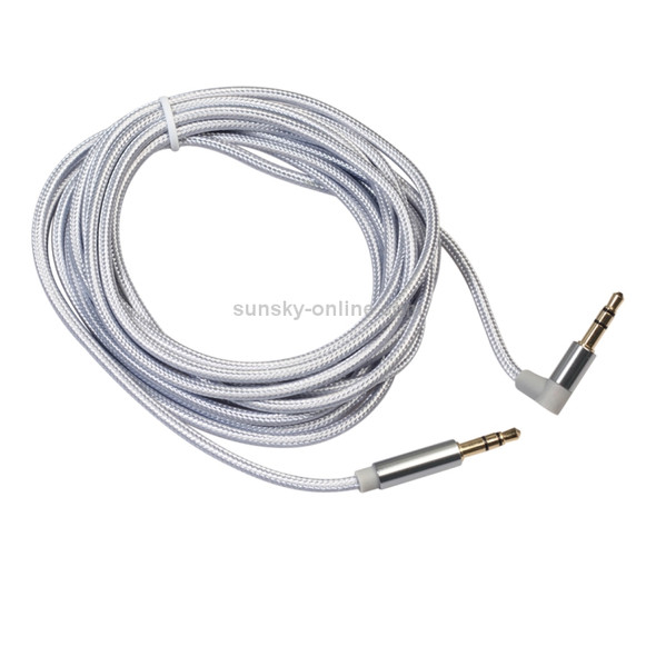 AV01 3.5mm Male to Male Elbow Audio Cable, Length: 3m (Silver Grey)