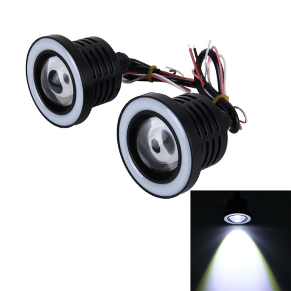 2 PCS 3 inch 10W 900 LM 6000K Car Fog Lights with Colorful Angle Eye Light, DC 12V(White Light)