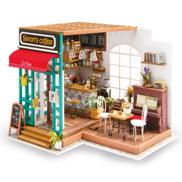 DIY Cottage Handmade Model Creative Assembled Art House, Style:Simon Time Cafe