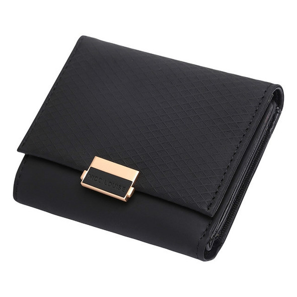 Luxury Wallet Female Leather Women Leather Purse Plaid Wallet Ladies Hot Change Card Holder Coin Small Purses for Girls(Black)