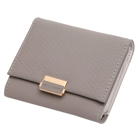 Luxury Wallet Female Leather Women Leather Purse Plaid Wallet Ladies Hot Change Card Holder Coin Small Purses for Girls(Gray)