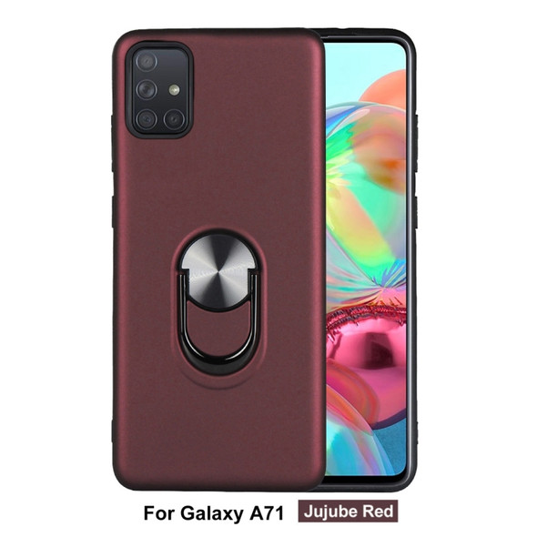 For Galaxy A71 360 Rotary Multifunctional Stent PC+TPU Case with Magnetic Invisible Holder(Jujube Red)