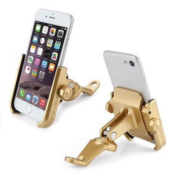 Motorcycle Rear View Mirror Aluminum Alloy Phone Bracket, Suitable for 4-6 inch Device(Gold)