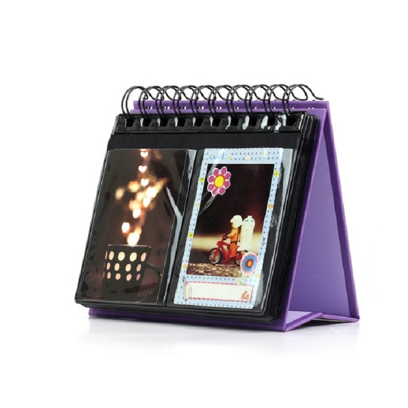 Calendar Style Desktop Standing Brand Name Folder Mini Desk 3 inch 68 Photos Album Book(Purple)