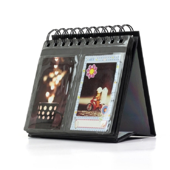 Calendar Style Desktop Standing Brand Name Folder Mini Desk 3 inch 68 Photos Album Book(Black)