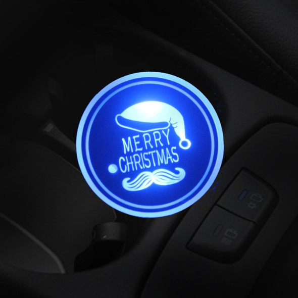 Car AcrylicColorful USB Charger Water Cup Groove LED Atmosphere Light(Christmas Hat)