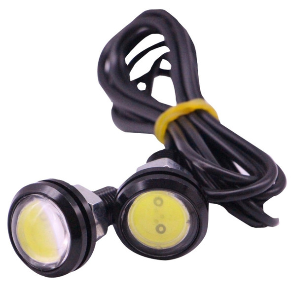 2 PCS 2x 3W 120LM Waterproof Eagle Eye light  White LED Light for Vehicles, Cable Length: 60cm(Black)