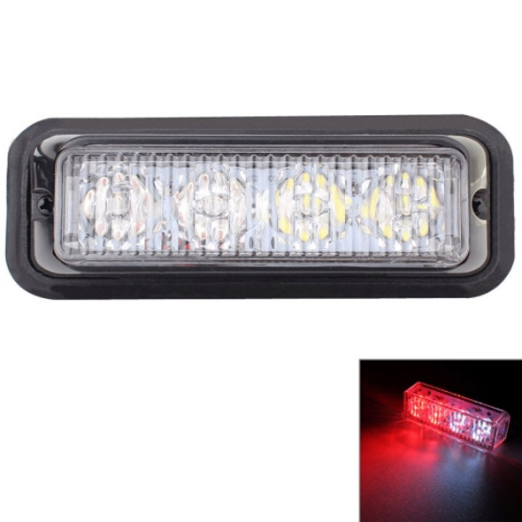 12W 720LM 6500K 635nm 4-LED White + Red Light Wired Car Flashing Warning Signal Lamp, DC12-24V, Wire Length: 95cm