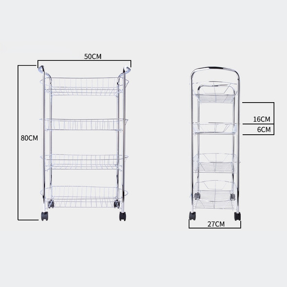 Kitchen Trolley Rack Condiment Shelf with Pulley, Size:4-layer