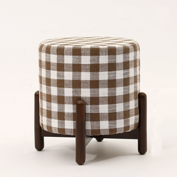 Home Stool Cloth Art Stool Solid Wood Children Sofa Stool(Lattice-Walnut )