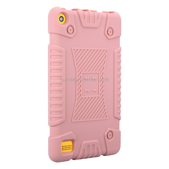 Full Coverage Silicone Shockproof Case for Amazon Kindle Fire 7 (2017) (Rose Gold)