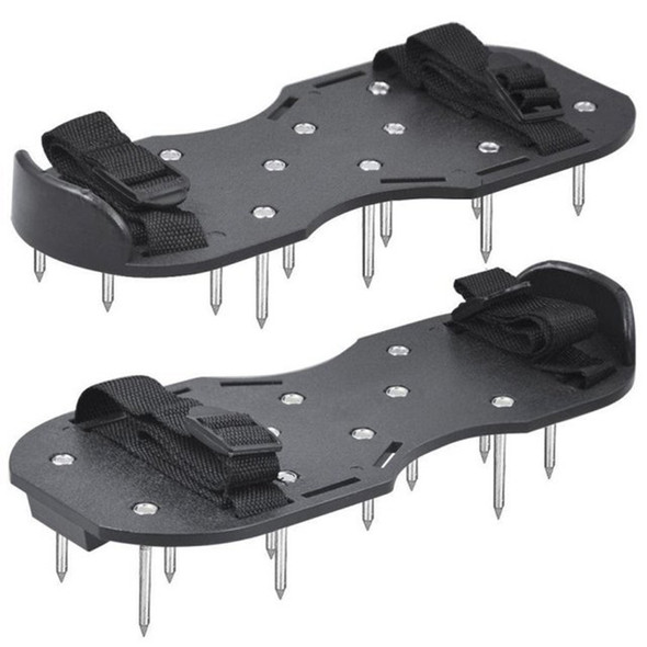 Garden Lawn Garden Tools Grass Ripper Spiked Shoes with 4 Plastic Buckles (Black)