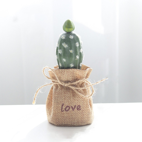 Simulation Cactus Plant Potted Letters Linen Desktop Ornaments(Opuntia B)