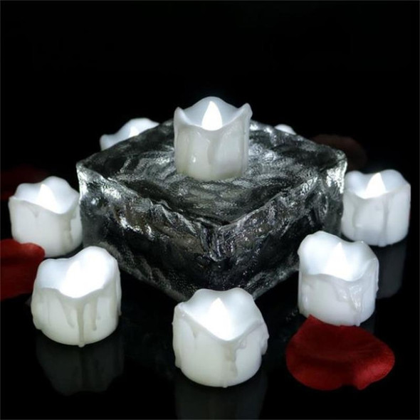 12 PCS/Box  LED Candle Electronic Tea Wax Simulation Tears Electronic Candle Light Wedding Decoration Candle Light(Cold White)