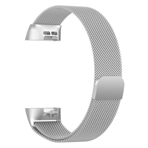 Stainless Steel Magnet Wrist Strap for FITBIT Charge 3, Size:Small, 187x18mm(Silver)