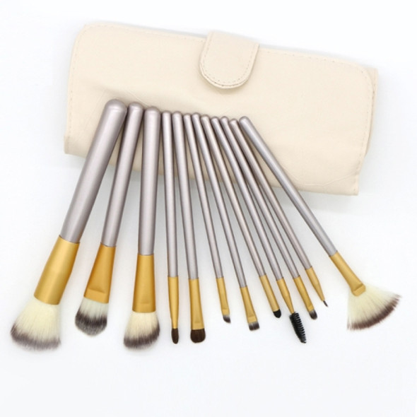 12 PCS High-grade Beige Beauty Makeup Brushes Tools Kit, Size: 22*29cm