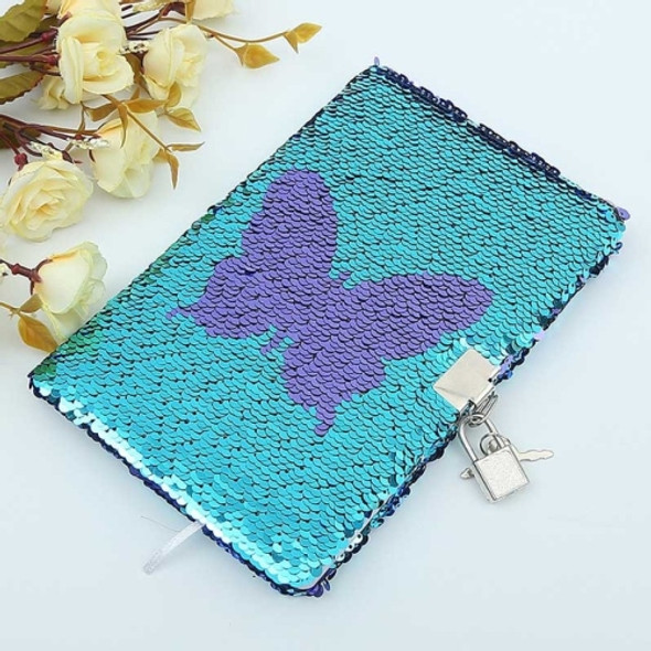 HX25L02 Creative Sequins Notebook Stationery Fashion Office Business Gift 78 Sheets Daily Memos Notepad(Butterfly)