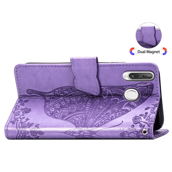 Butterfly Love Flowers Embossing Horizontal Flip Leather Case for Huawei P30 Lite / Nova 4e, with Holder & Card Slots & Wallet & Lanyard (Light Purple)