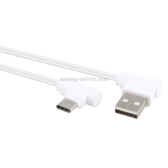 1.2m 2A 90 Copper Wires Woven Elbow USB-C / Type-C 3.1 to USB 2.0 Data / Charger Cable, For Galaxy S8 & S8 + / LG G6 / Huawei P10 & P10 Plus / Xiaomi Mi6 & Max 2 and other Smartphones(White)