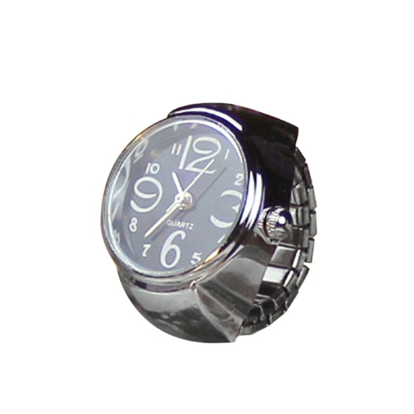 2 PCS  Creative Fashion Alloy Silver Shell Disc Watch Ring(Black)