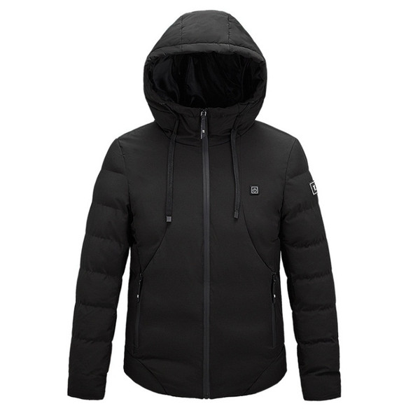 Men and Women Intelligent Constant Temperature USB Heating Hooded Cotton Clothing Warm Jacket (Color:Black Size:M)