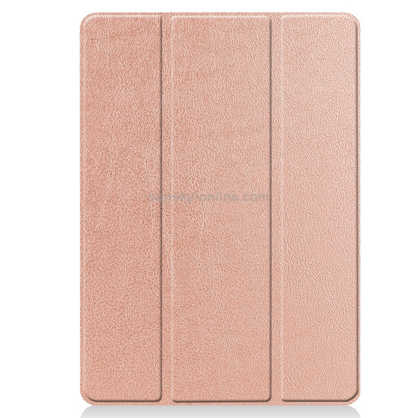 For iPad 10.2 Custer Texture Horizontal Flip Smart TPU Leather Case with Sleep / Wake-up Function & Three-folding Holder & Pen Slot (Rose Gold)