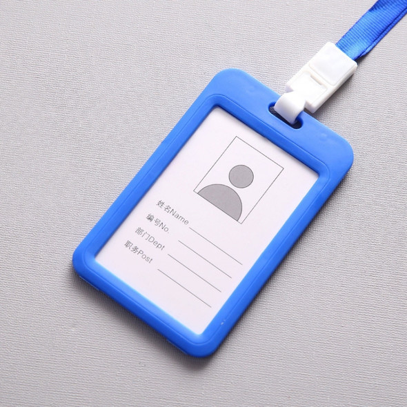 3 PCS Credit Card Holders PU Bank Card Neck Strap Bus Card ID Card Holder Identity Badge with Lanyard(Sapphire Blue)