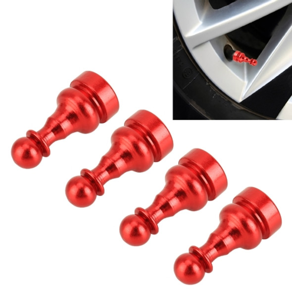 4 PCS Chess Shape Gas Cap Mouthpiece Cover Tire Cap Car Tire Valve Caps (Red)