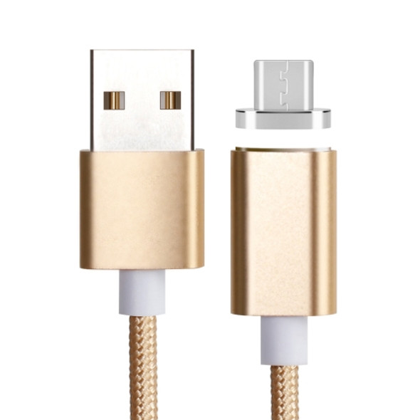 1.2m Weave Style 5V 2A Micro USB to USB 2.0 Magnetic Data / Charger Cable, For Samsung, HTC, LG, Sony, Huawei, Lenovo and other Smartphones(Gold)
