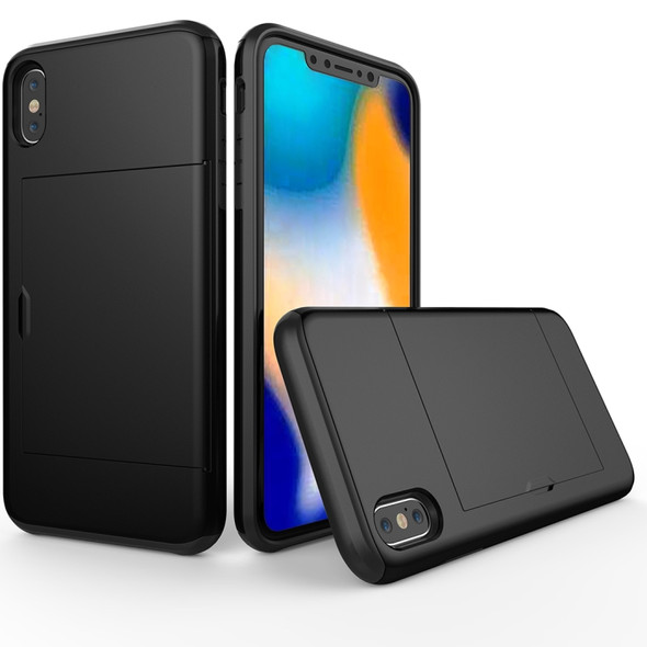 Shockproof Rugged Armor Protective Case for  iPhone XS Max, with Card Slot(Black)