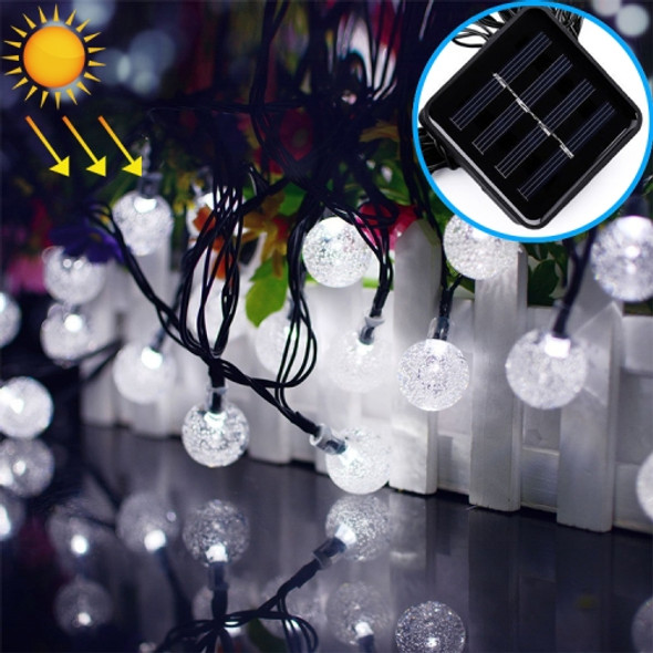 50 LEDs Bubble Ball Outdoor Garden Waterproof Christmas Spring Festival Decoration Solar Lamp String(White)