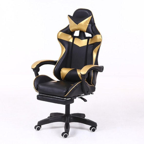 Computer Office Chair Home Gaming Chair Lifted Rotating Lounge Chair with Footrest / Aluminum Alloy Feet (Gold)