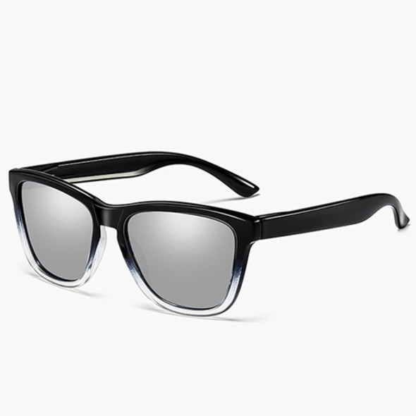 Unisex Retro Fashion Plastic Frame UV400 Polarized Sunglasses  (Gradient Black + Silver)
