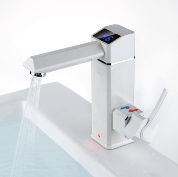 Instant Electric Hot Water Faucet LCD Display Temperature Fast Heating Kitchen Utensils, EU Plug (0012 Off Stage)