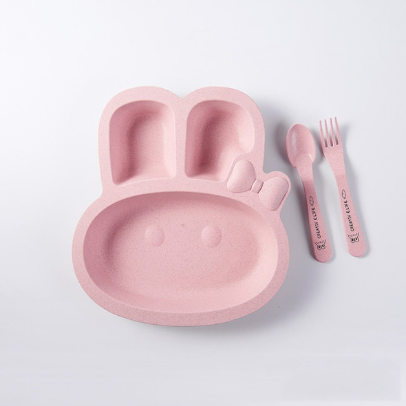 Children Cartoon Cute Rabbit Dinner Plate(Pink)
