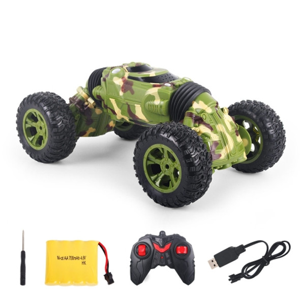 1086 Rechargeable 4 Channels Deformation Stunt Twisting Car Toy Car(Green)