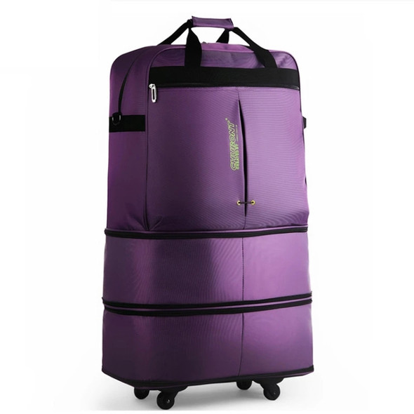 91L Retractable Suitcase Foldable Unisex Suitcase Lockable Travel Spinner Rolling Trolley Clothing Bag(Dark Purple)