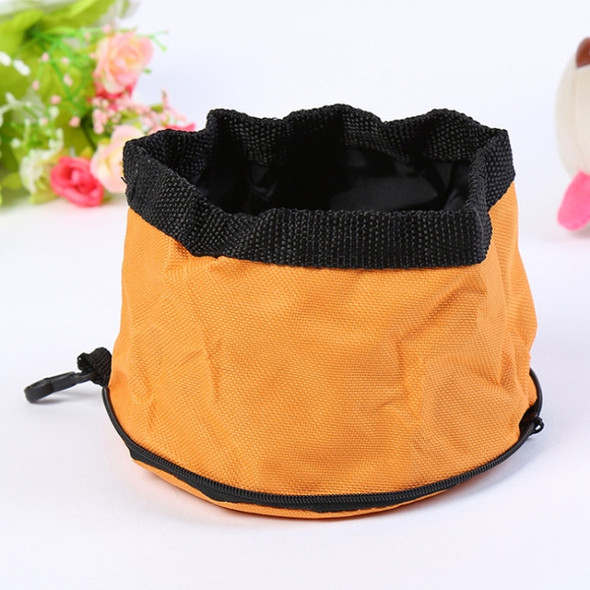 Pet Travel Portable Folding Oxford Cloth Waterproof Dog Bowl with Zipper(Yellow)