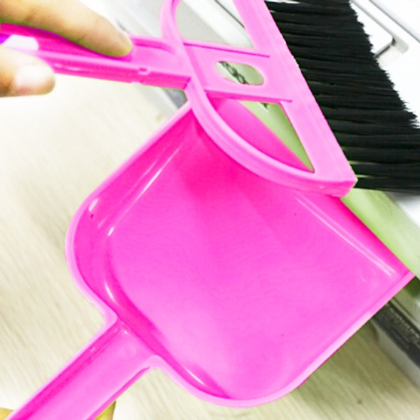 Mini Desktop Car Keyboard Sweep Cleaning Brush Small Broom Dustpan Set(Magenta)