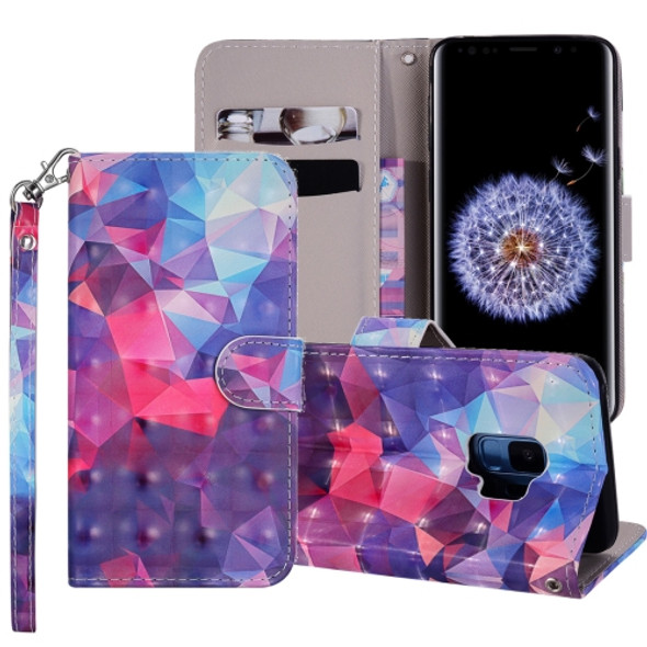 3D Color Grid Pattern Colored Drawing Horizontal Flip Leather Case for Galaxy S9, with Holder & Card Slots & Wallet & Lanyard