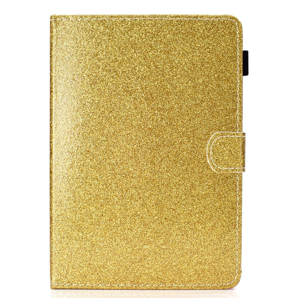 For 10 inch Tablet Varnish Glitter Powder Horizontal Flip Leather Case with Holder & Card Slot(Gold)