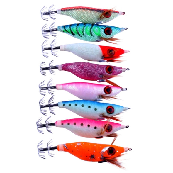 HENGJIA HENG JIA SJ011 8 PCS 10cm Noctilucent Plastic Hard Baits Squid Fishing Lures Set Fishing Tackle Baits, Random Color Delivery