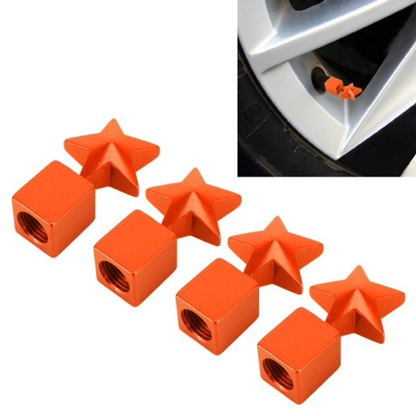 4 PCS Star Shape Gas Cap Mouthpiece Cover Tire Cap Car Tire Valve Caps (Orange)