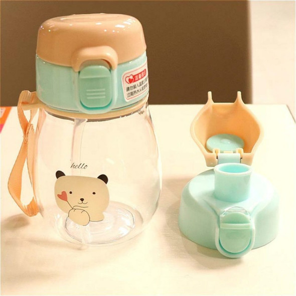 350ml Sippy Cup with Strap Baby Feeding Water Drink Leak Proof Bottle with Straw Baby Learning Drinking Tritan Bebe Copos(Green Orange Cover)