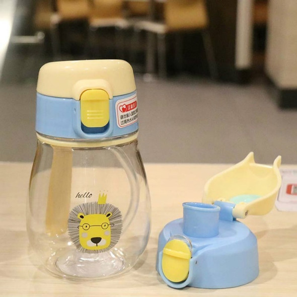 350ml Sippy Cup with Strap Baby Feeding Water Drink Leak Proof Bottle with Straw Baby Learning Drinking Tritan Bebe Copos(Blue Yellow Cover)