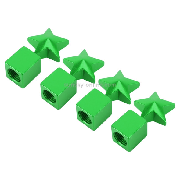 4 PCS Star Shape Gas Cap Mouthpiece Cover Tire Cap Car Tire Valve Caps (Green)