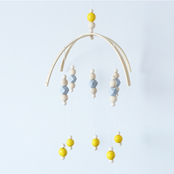 Home Wooden Beads Wind Chime Bed Bell Children's Room Decoration Bed Account with Photography Props(Gray Yellow )