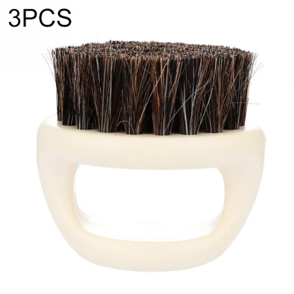 3 PCS Men Ring Design Portable Boar Brush White ABS Haircut Cleaning Shaving Brush(Black)
